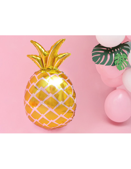 1 Ballon Aluminium Ananas Or 63cm