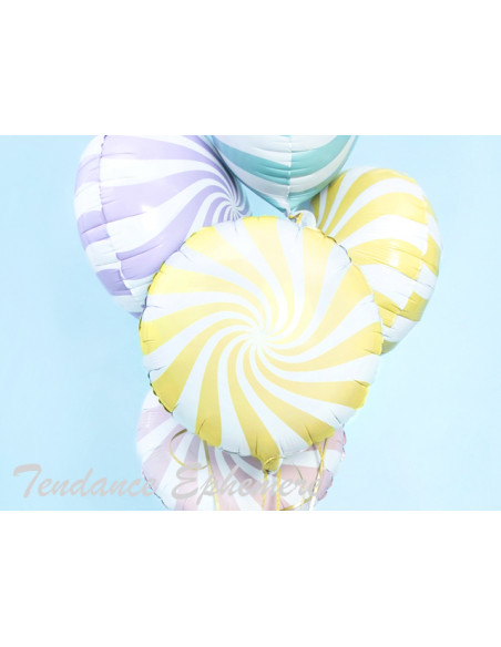 1 Ballon Aluminium Bonbon Jaune 45cm