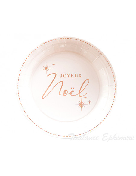 Assiette Carton Blanc Joyeux Noel Or 23cm