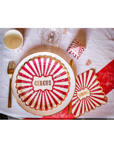 Assiette Carton Circus Rouge 23cm - Paquet de 8 - 3.85€