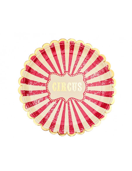 3 Assiette Carton Circus Rouge 23cm
