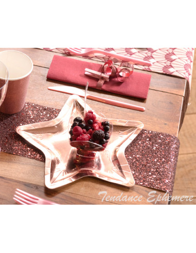 1 Assiette Carton Etoile Métal Rose Gold 22cm