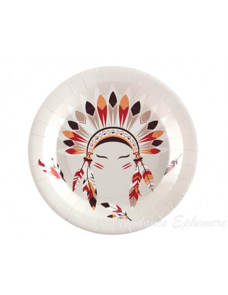 2 Assiette Carton Indien 22,5cm