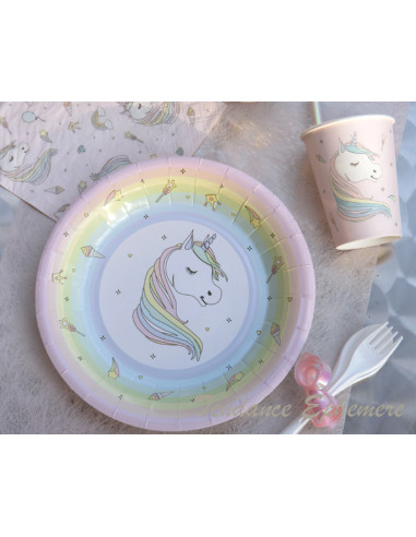 1 Assiette Carton Licorne 23cm