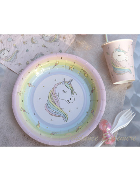 1 Assiette Carton Licorne 23cm