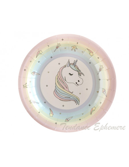 3 Assiette Carton Licorne 23cm