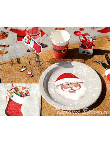 1 Assiette Carton Père Noel Jovial 23cm