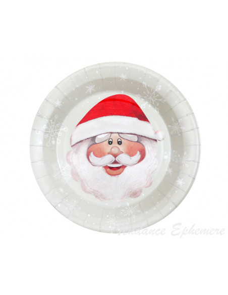 2 Assiette Carton Père Noel Jovial 23cm