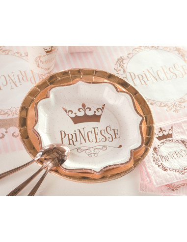 1 Assiette Carton Princesse Rose Gold 21cm