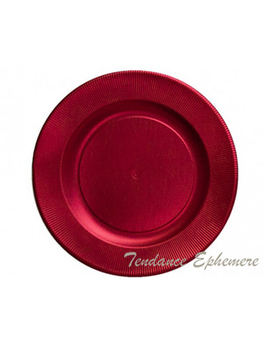 1 Assiette Carton Ronde Rouge Satin 32,4cm