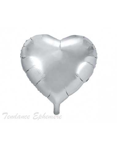 1 Ballon Aluminium Coeur Argent 45cm