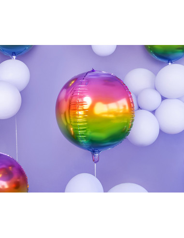 1 Ballon Aluminium Rond Arc en Ciel 40cm