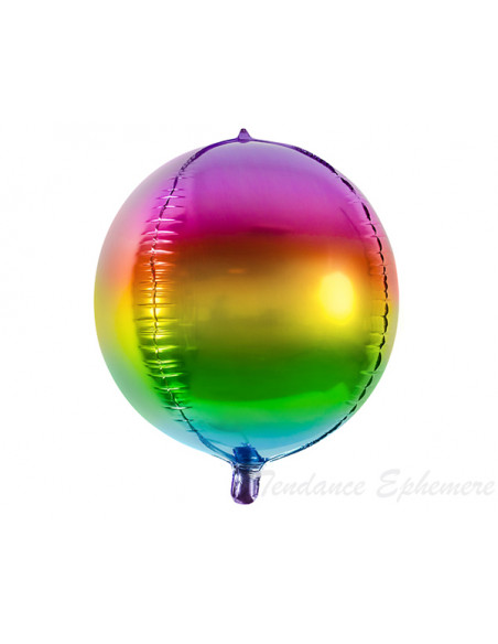 2 Ballon Aluminium Rond Arc en Ciel 40cm