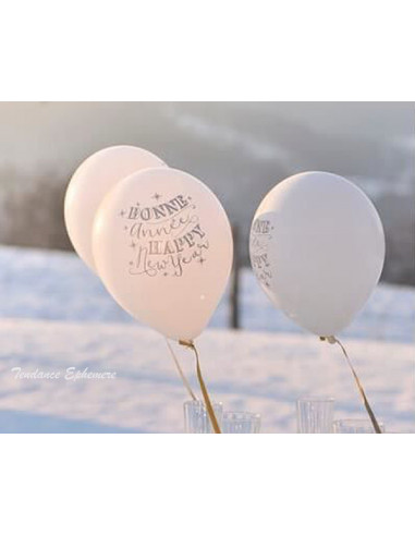 1 8 Ballons Bonne Année Blanc