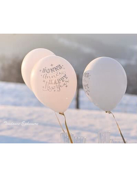 1 8 Ballons Bonne Année Blanc