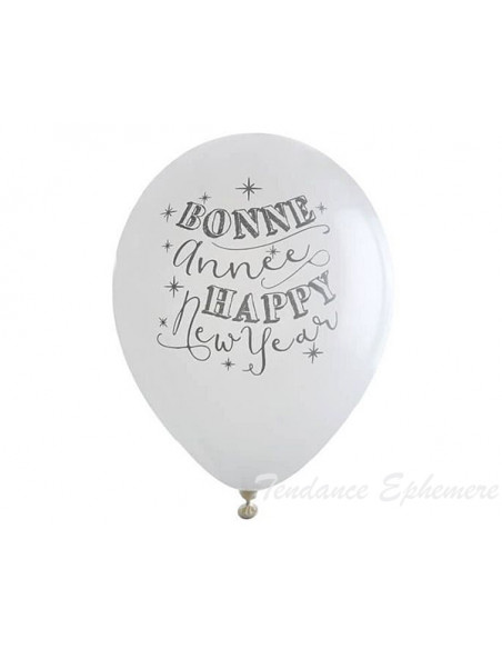 3 8 Ballons Bonne Année Blanc