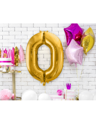 Ballons Chiffre Or 0 - 86cm - Ballon Anniversaire Aluminium - 4.10€