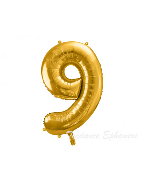 Ballon Chiffre 9 Aluminium Or - 86cm - Décoration Anniversaire - 4.10€