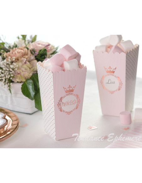 2 Boite Popcorn Princesse Rose Gold 17cm