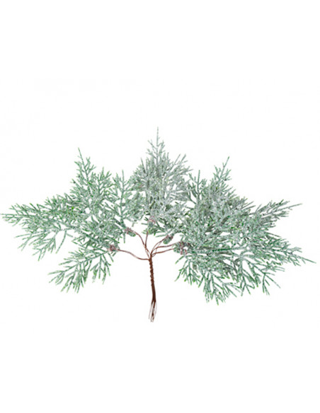 3 6 Branches Sapin Givré Pailleté 14cm