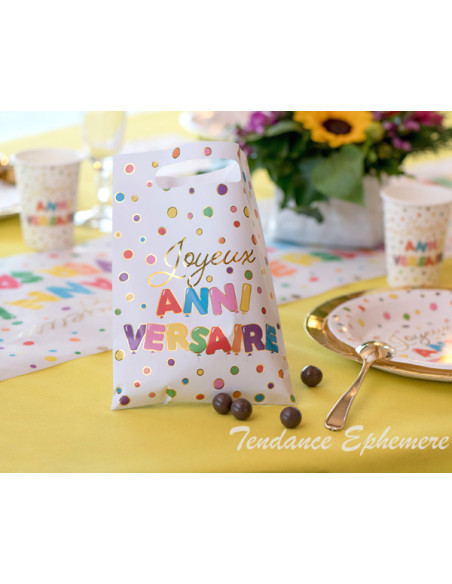 1 Sac cadeau Anniversaire Pois Or