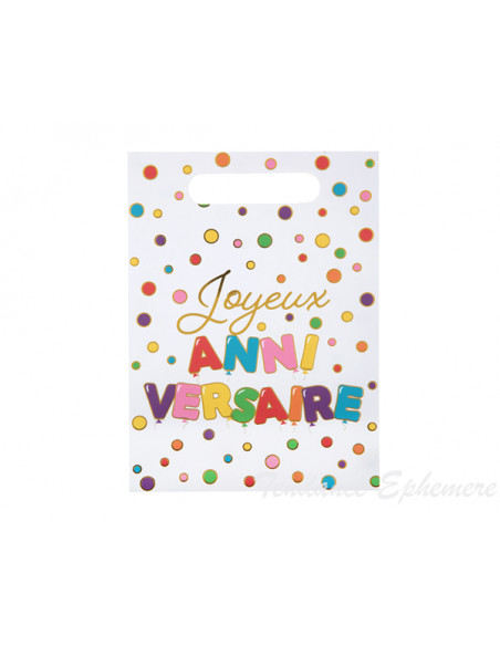 2 Sac cadeau Anniversaire Pois Or