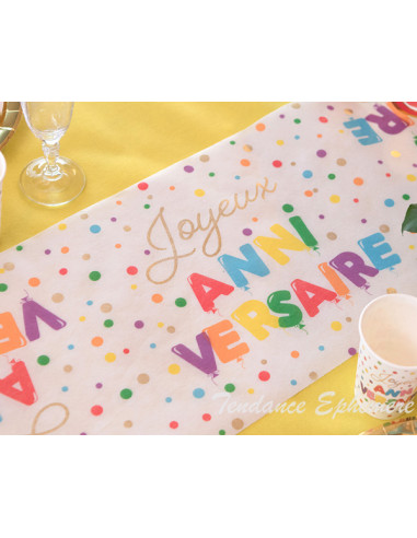 1 Chemin de Table Anniversaire Pois or 3m