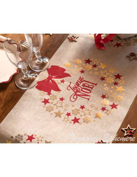 1 Chemin de Table Blanc Coton Couronne de Noel 3m