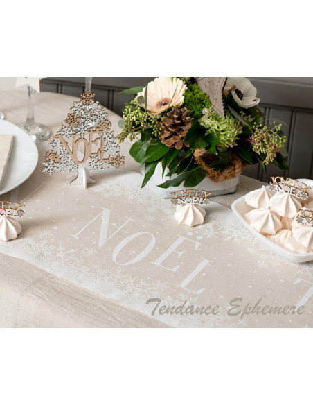 1 Chemin de Table Noel Enneigé Coton Nature 3m