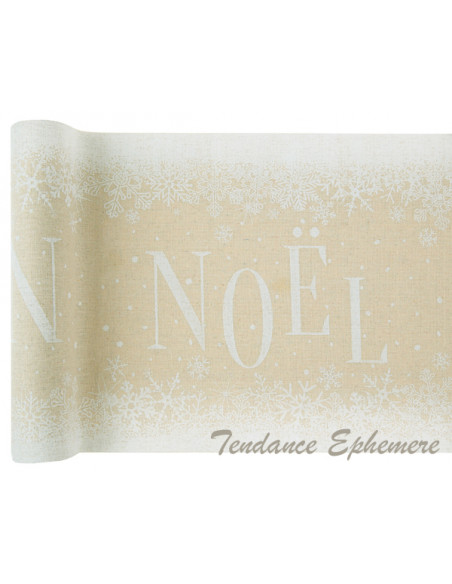 3 Chemin de Table Noel Enneigé Coton Nature 3m