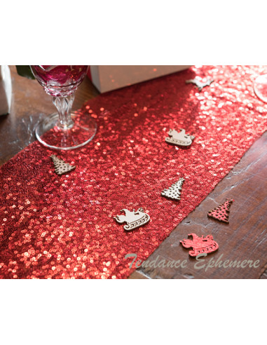 1 12 Confettis de Table Traineau Blanc Rouge
