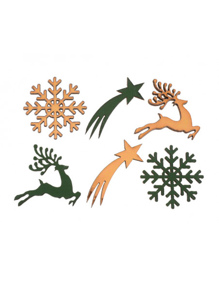 2 12 Confettis Bois Vert Noel Enchanté