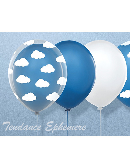 1 6 Ballons Cristal Nuage Blanc 30cm