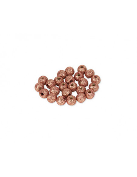 2 24 Perles de Bois Pailletees Rose Gold