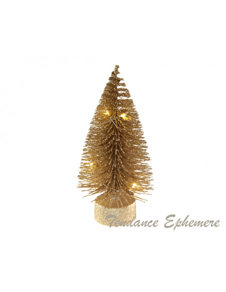 2 Sapin Lumineux Or 10cm