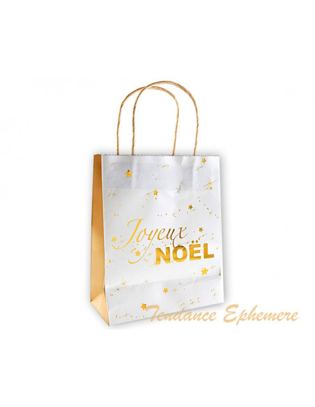 3 Sac Cadeau Joyeux Noel Etoile Or 26x13x31,5cm