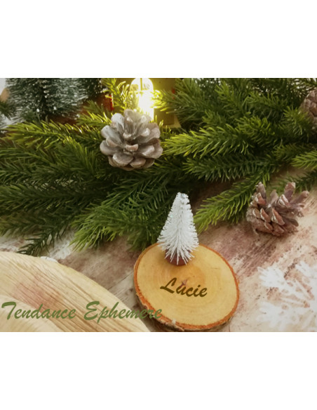 1 6 Sapins Adhésifs Sur Rondin Pailleté Blanc 5cm