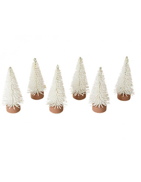 2 6 Sapins Adhésifs Sur Rondin Pailleté Blanc 5cm