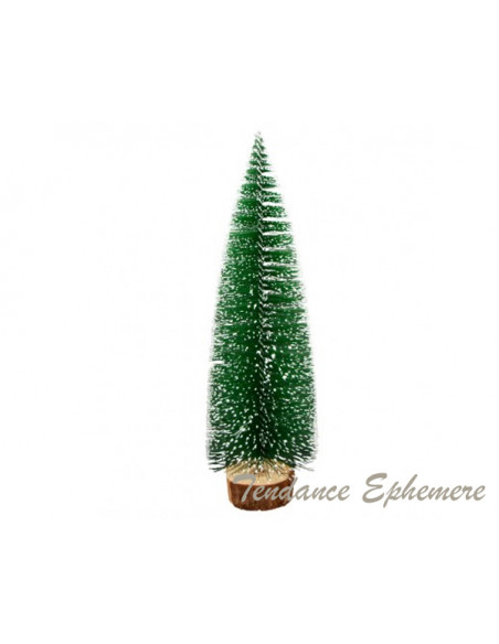 2 Sapin Enneigé sur Rondin Bois 27cm