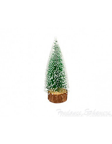 1 Sapin Enneigé sur Rondin Bois 14cm