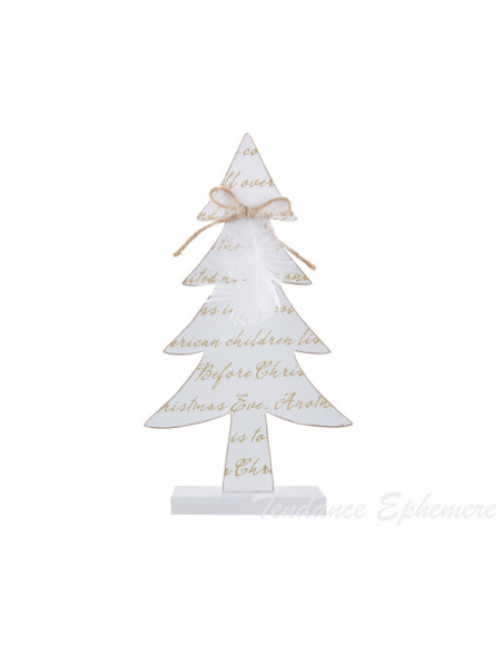 2 Sapin Message de Noël Blanc 21.5cm