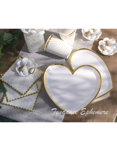 2 Assiette Carton BB Blanc Or