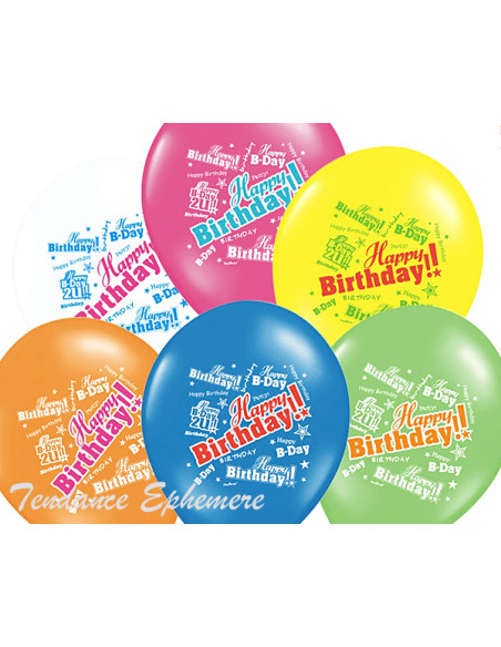 2 6 Ballons Happy Birthday Multicolores 30cm