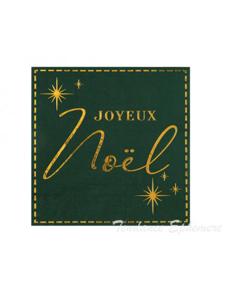 2 Serviette Papier Joyeux Noel Vert Sapin