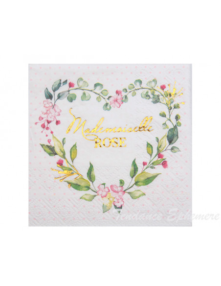 2 Serviette Papier Mlle Rose 33cm