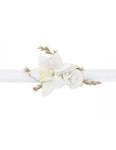 Bracelet Satin Fleurs Blanc