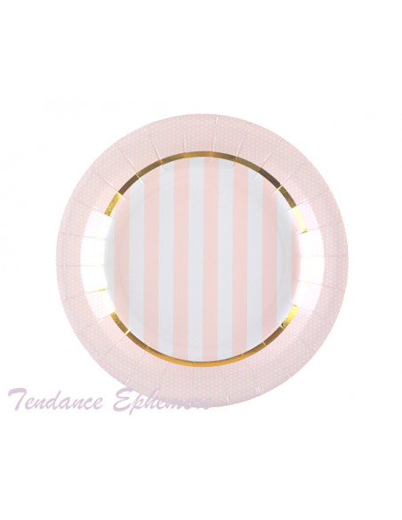 Assiette Carton Rose Pastel et Or