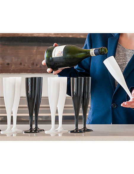 10 Flûtes à Champagne Plastique Pied Or - Jour de Fête - Flûtes à Champagne  - Verres et Flûtes