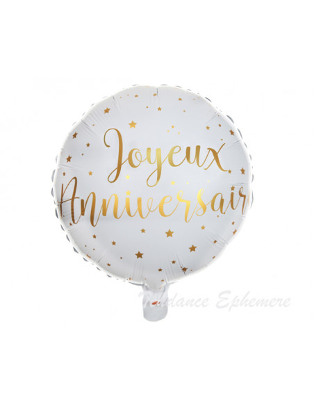 2 Ballon Aluminium Joyeux Anniversaire Or