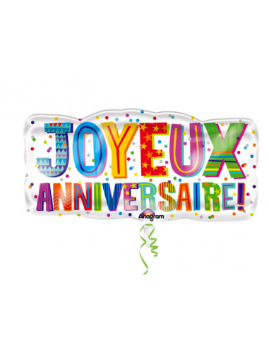 1 Ballon Joyeux Anniversaire Mylar 83cm